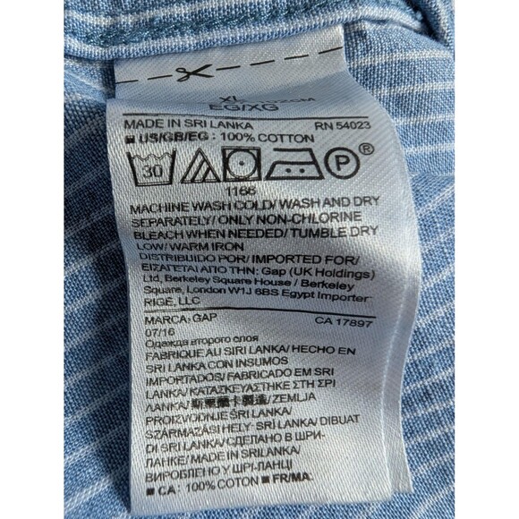 GAP Mens XL Blue Pinstripe Long Sleeve Button Down Shirt - Picture 5 of 9